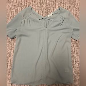 Pleione XS light blue aqua v neck SS blouse